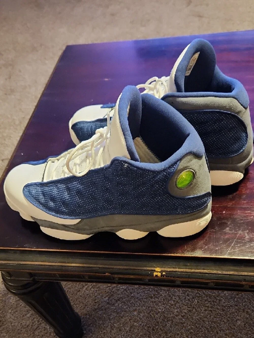 Jordan 13 "Flint" 2020 Blue and White Retro Basketball Sneakers - Picture 3 of 9